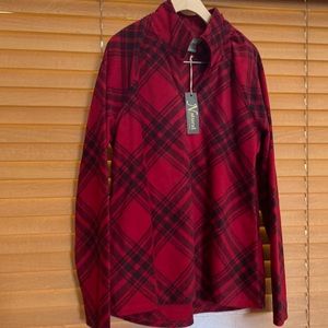 Natural Reflections half-zip red plaid pull over (OL)